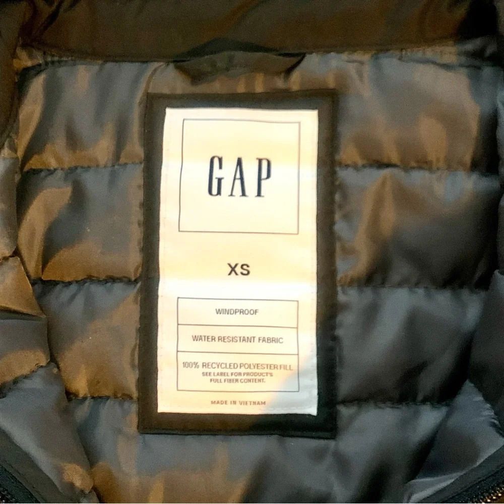 Gap Windproof Quilted Puffer Vest Water Resistant Full Zip Small In Black - Picture 3 of 12